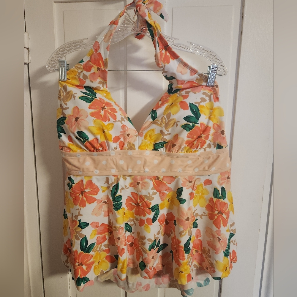 Time And Tru Floral Swim Top 2XL NWT